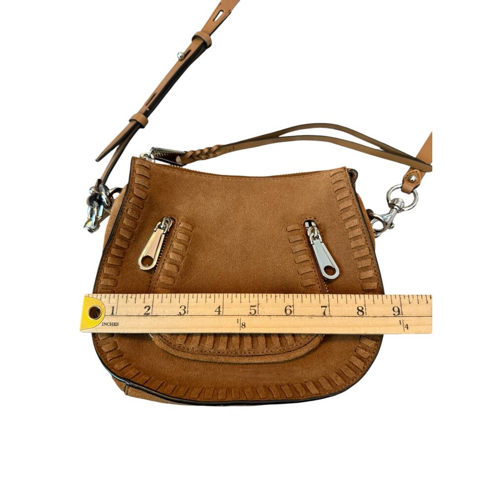 Rebecca Minkoff Brown Leather Crossbody Saddle Bag Whipstitch Zip Cowgirl Rodeo - Picture 4 of 8
